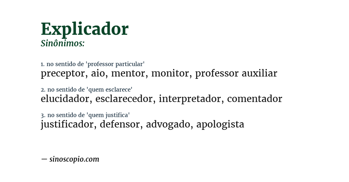 Sinônimo de explicador