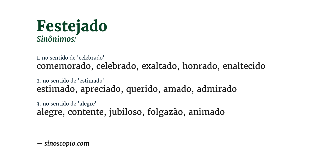Sinônimo de festejado