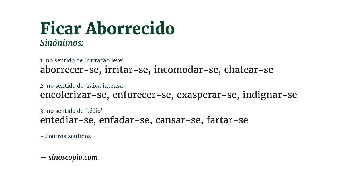 Sinônimo de ficar aborrecido