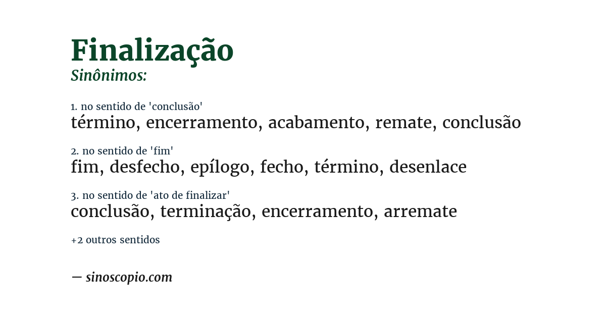Sinônimo de finalização