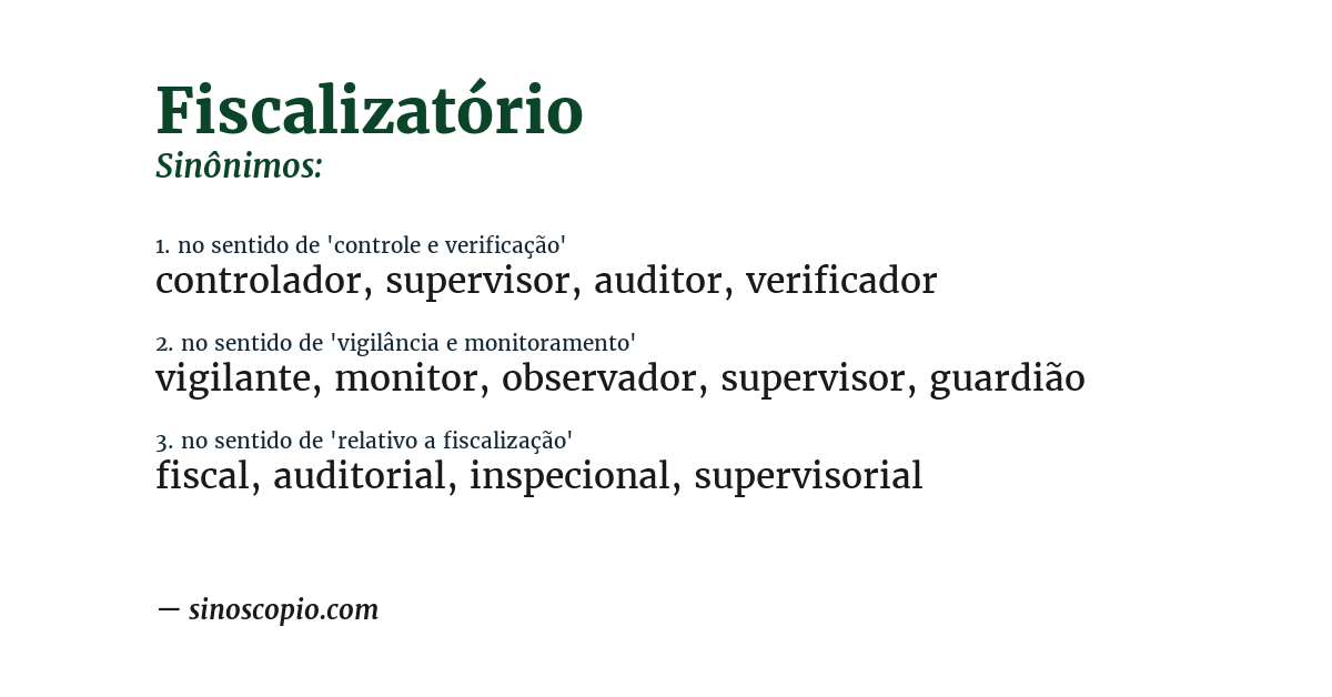 Sinônimo de fiscalizatório