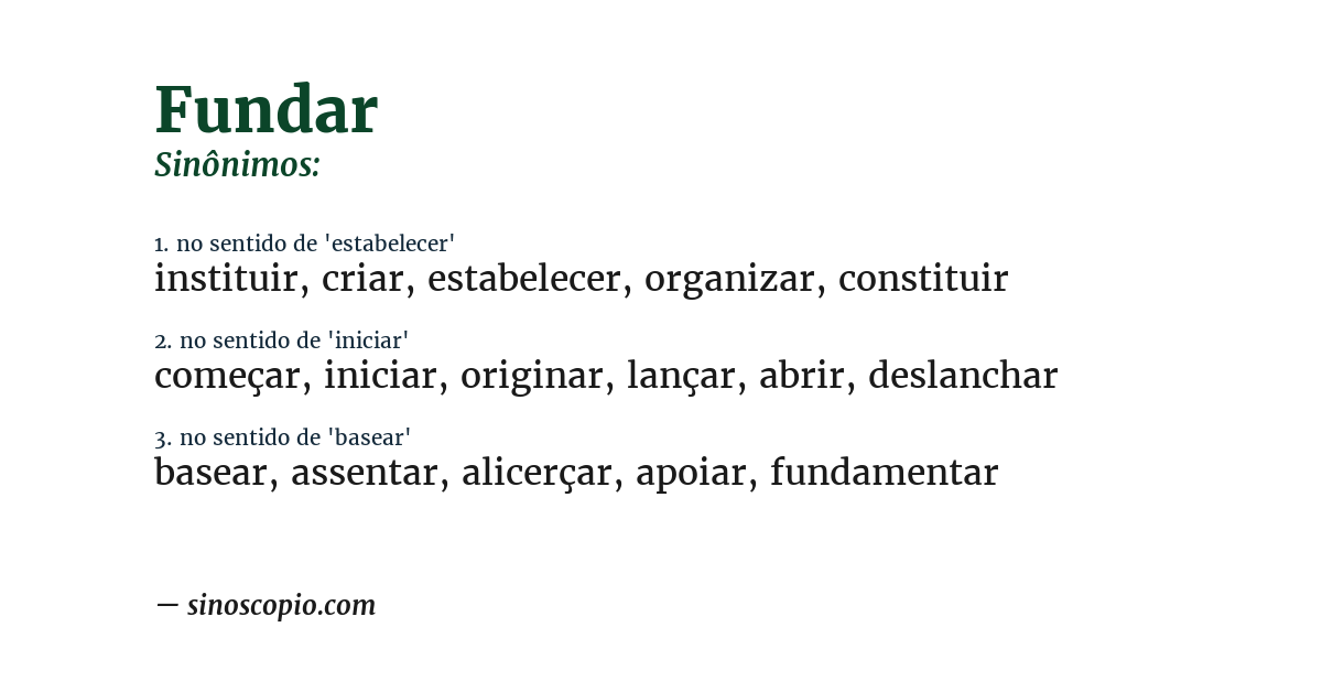 Sinônimo de fundar