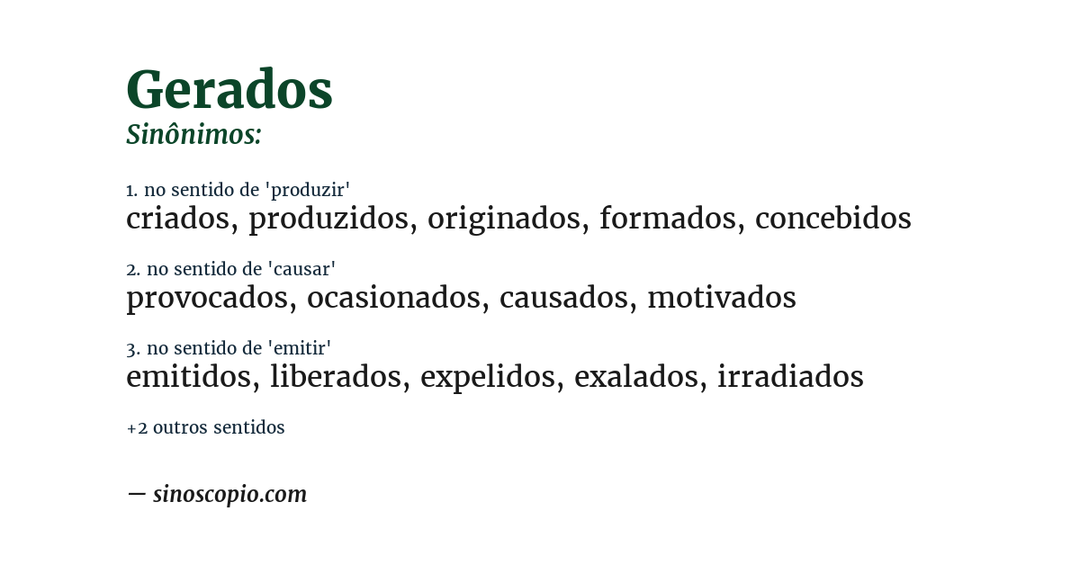 Sinônimo de gerados