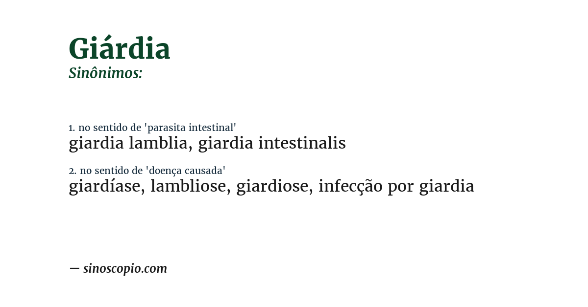 Sinônimo de giárdia