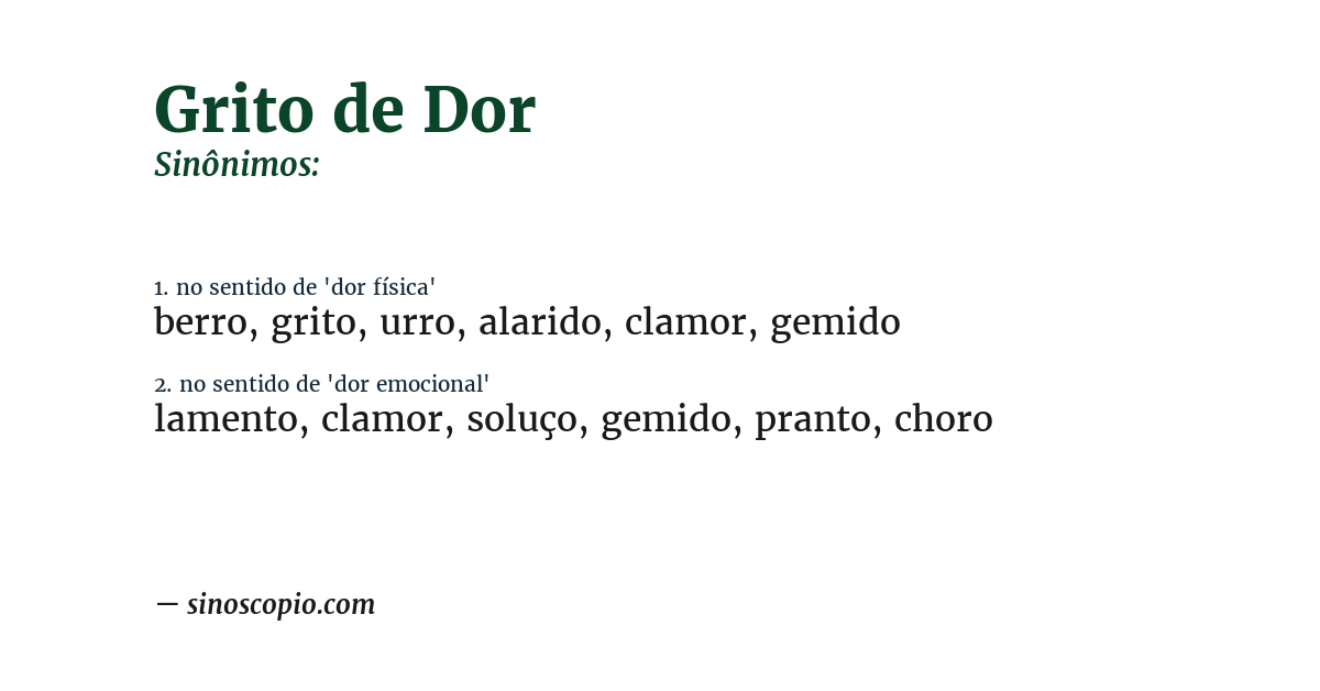 Sinônimo de grito de dor