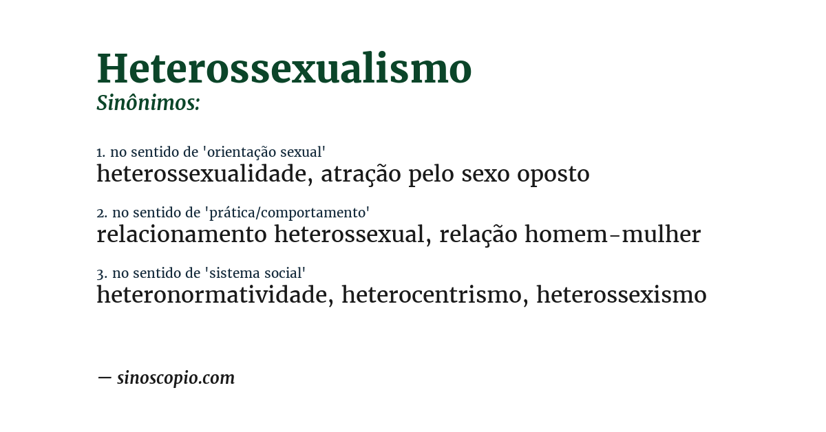 Sinônimo de heterossexualismo
