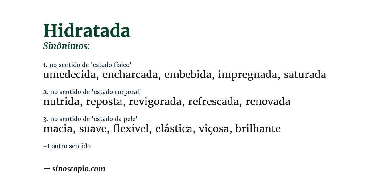 Sinônimo de hidratada