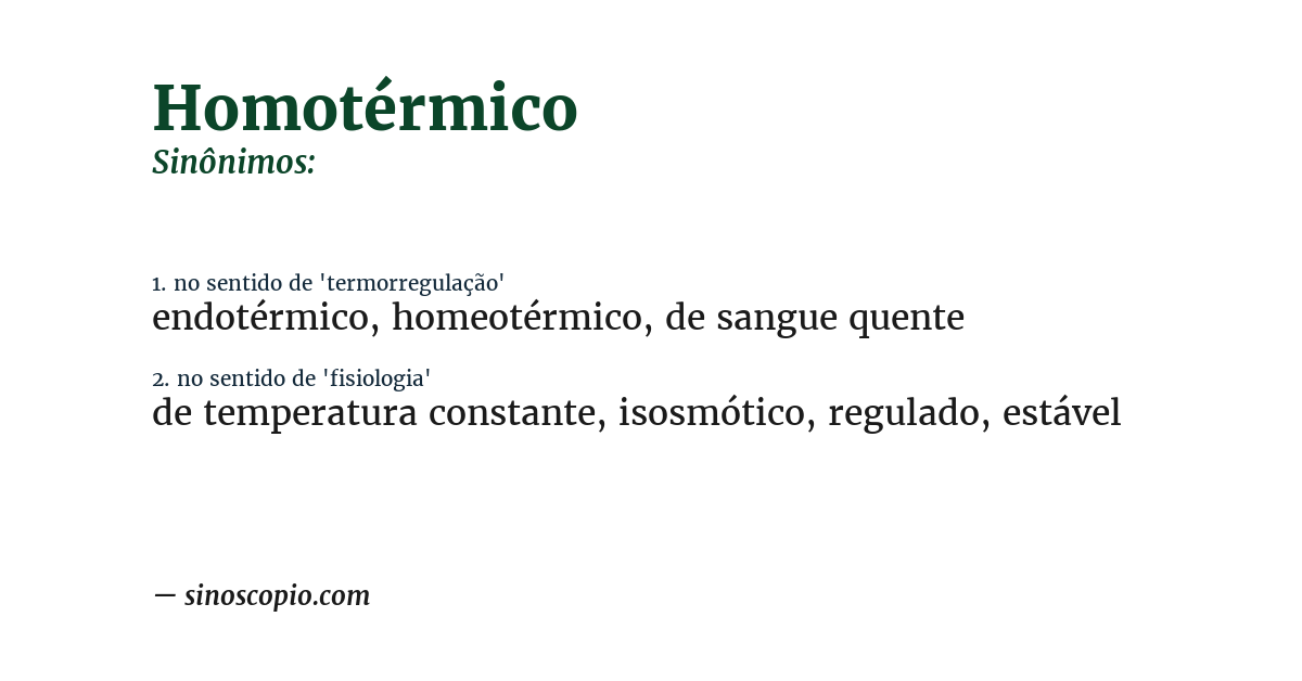 Sinônimo de homotérmico