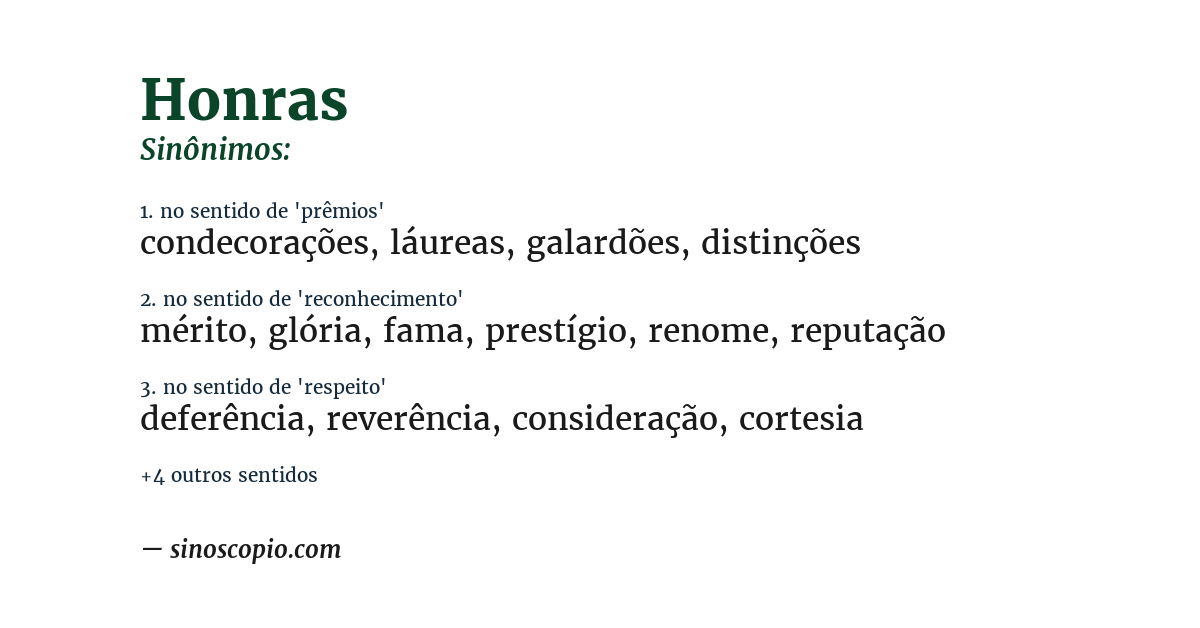 Sinônimo de honras
