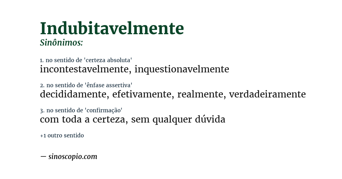 Sinônimo de indubitavelmente