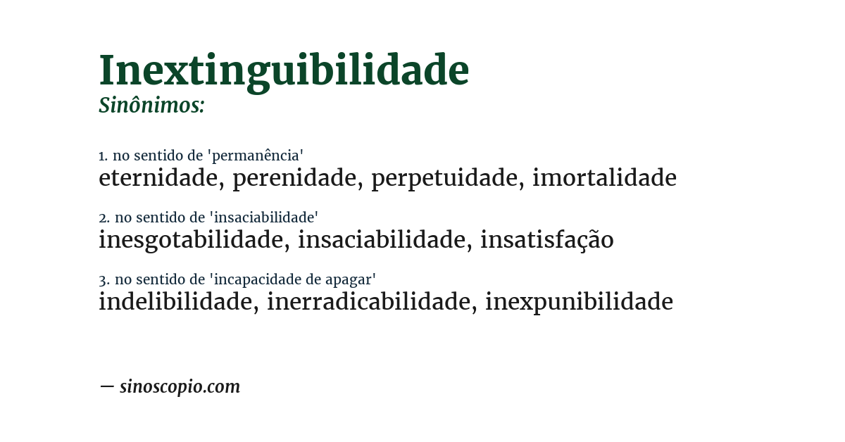 Sinônimo de inextinguibilidade