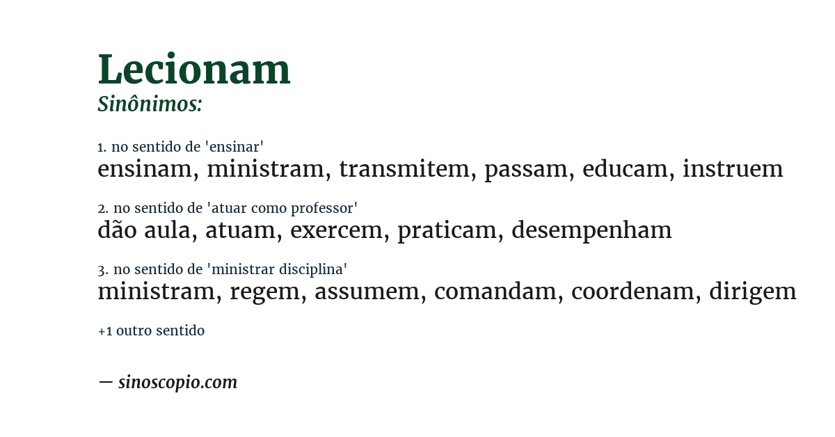 Sinônimo de lecionam