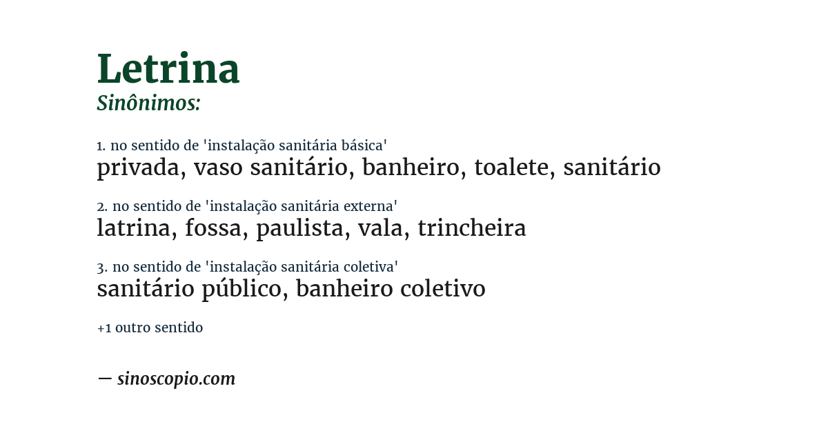 Sinônimo de letrina