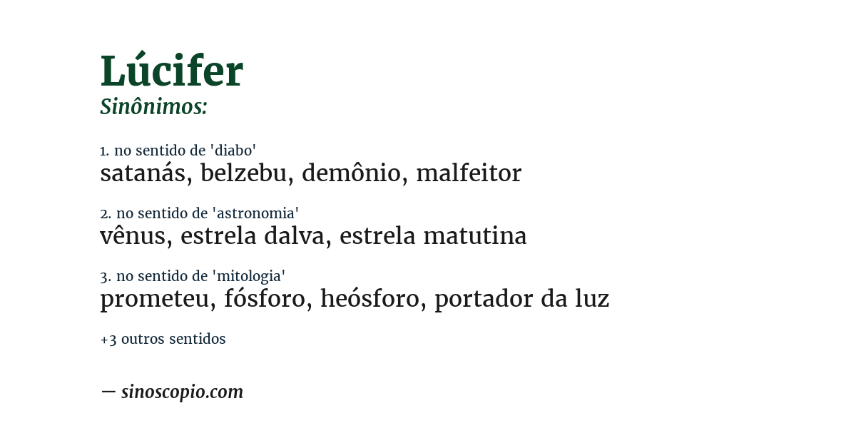 Sinônimo de lúcifer