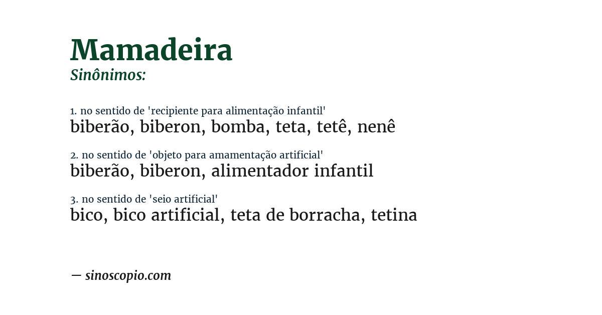 Sinônimo de mamadeira