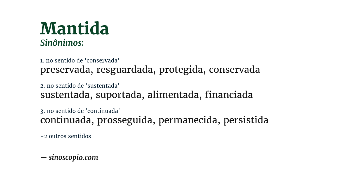 Sinônimo de mantida