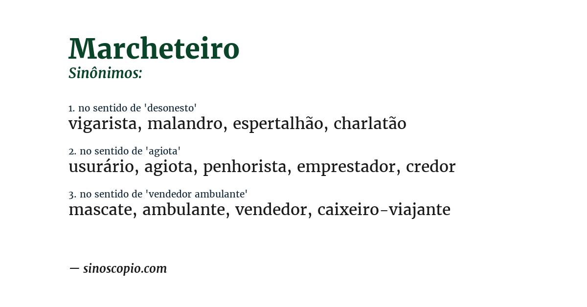 Sinônimo de marcheteiro