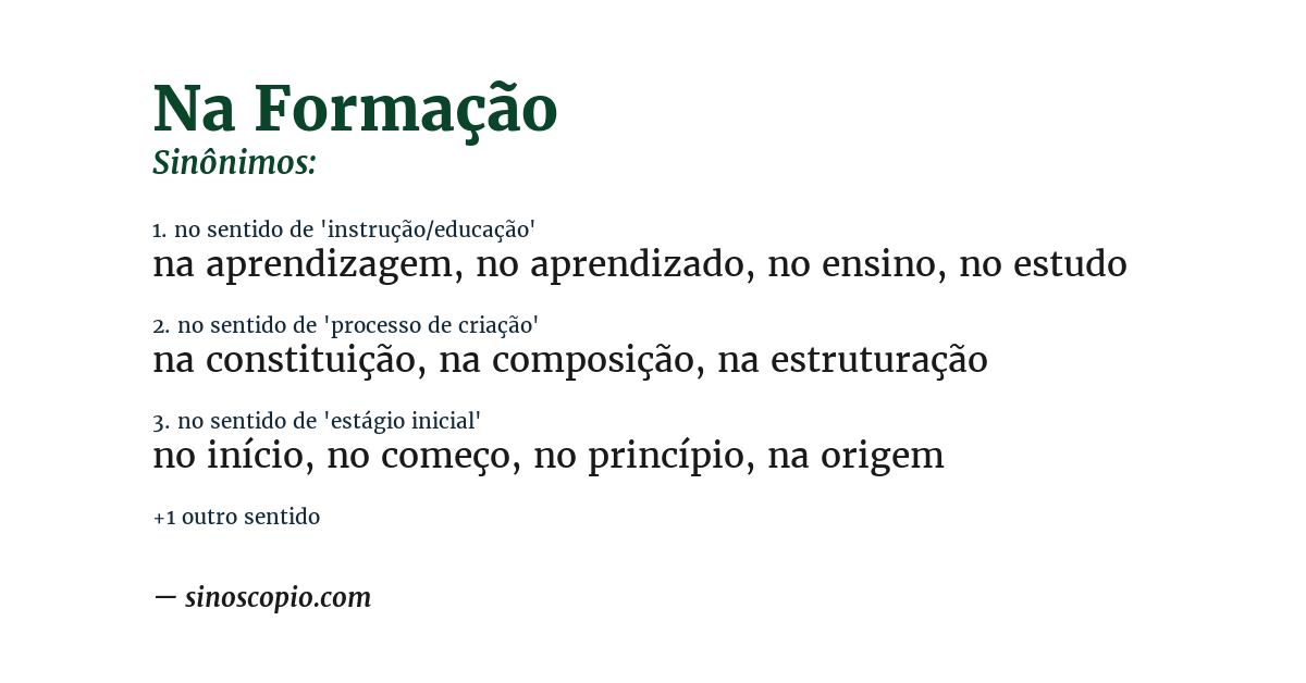 Sinônimo de na formação