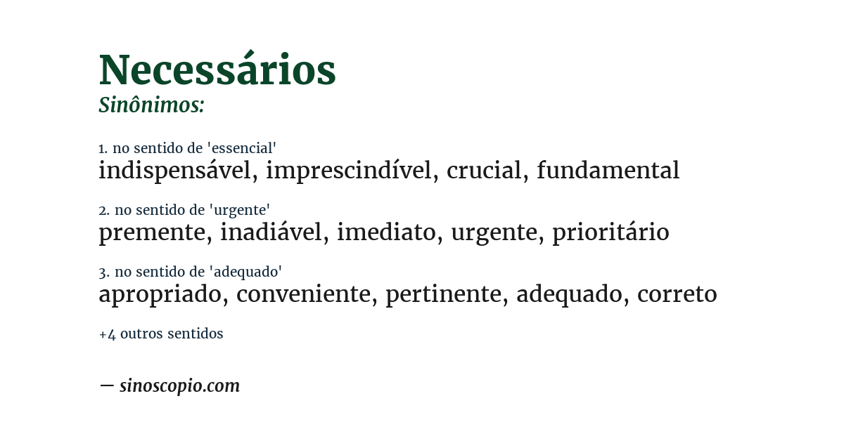 Sinônimo de necessários