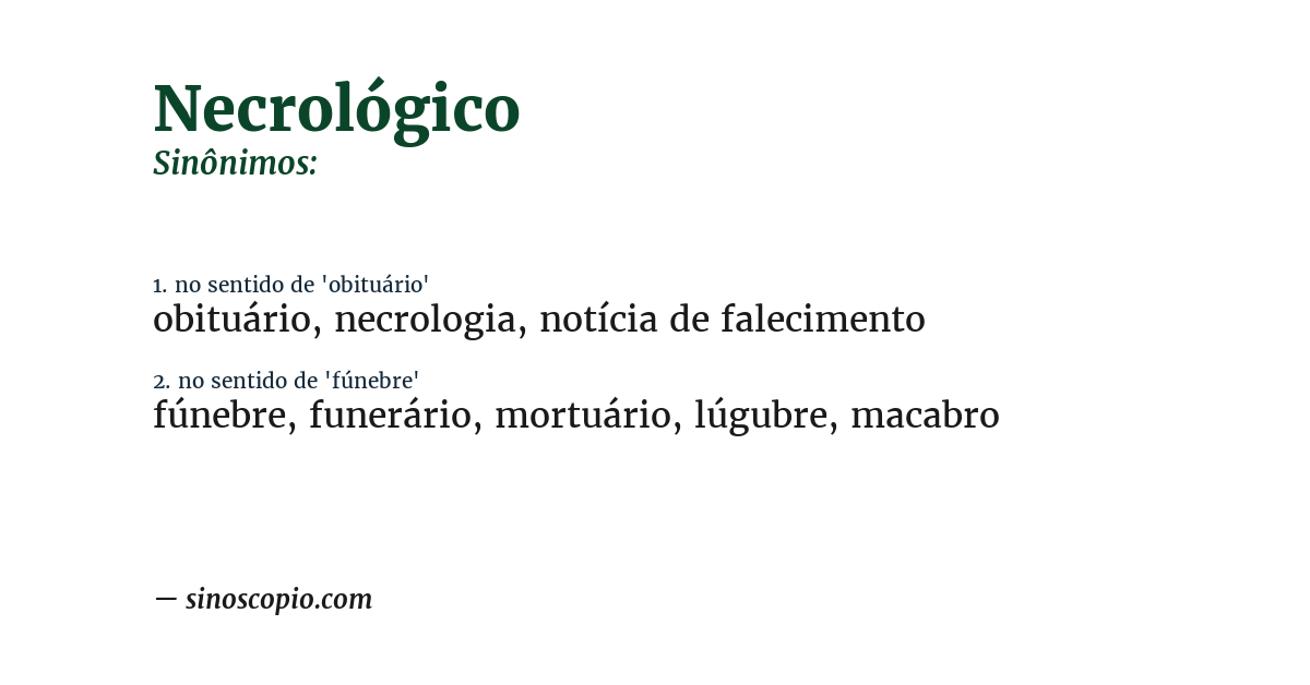 Sinônimo de necrológico