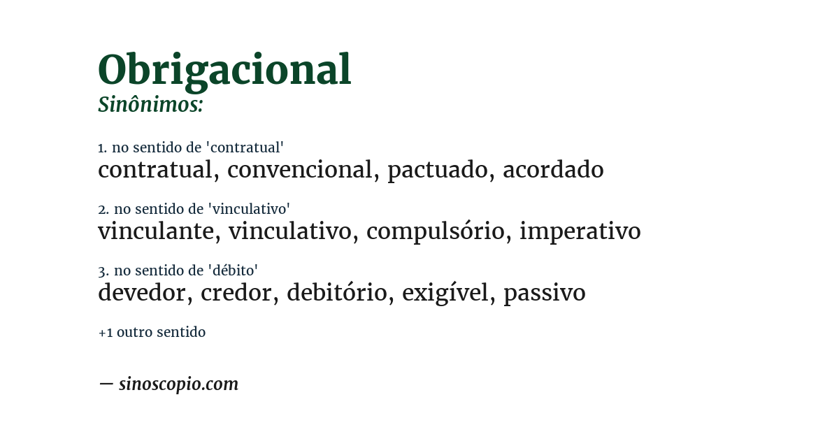 Sinônimo de obrigacional