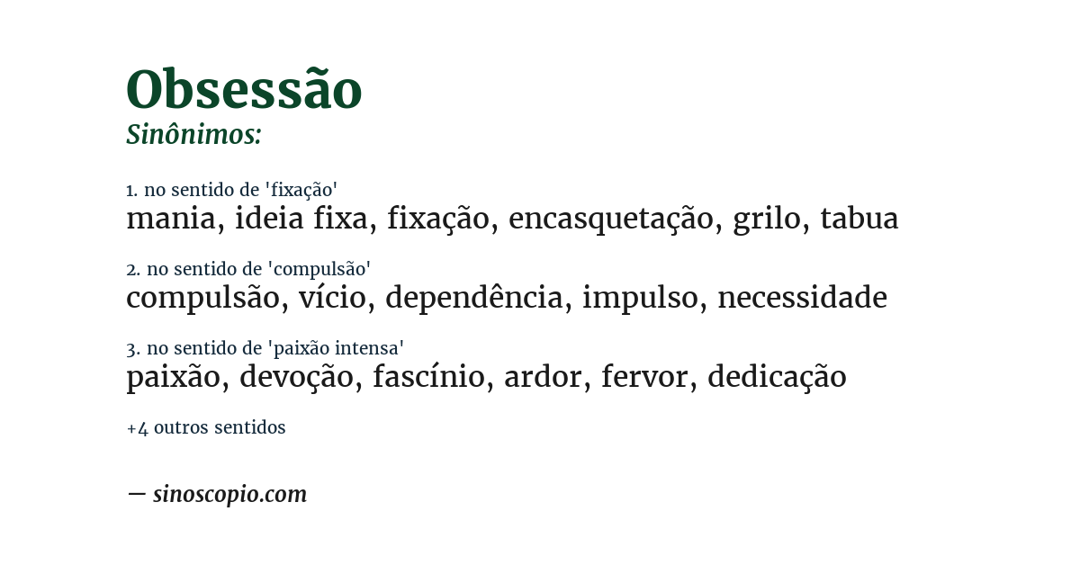 Sinônimo de obsessão