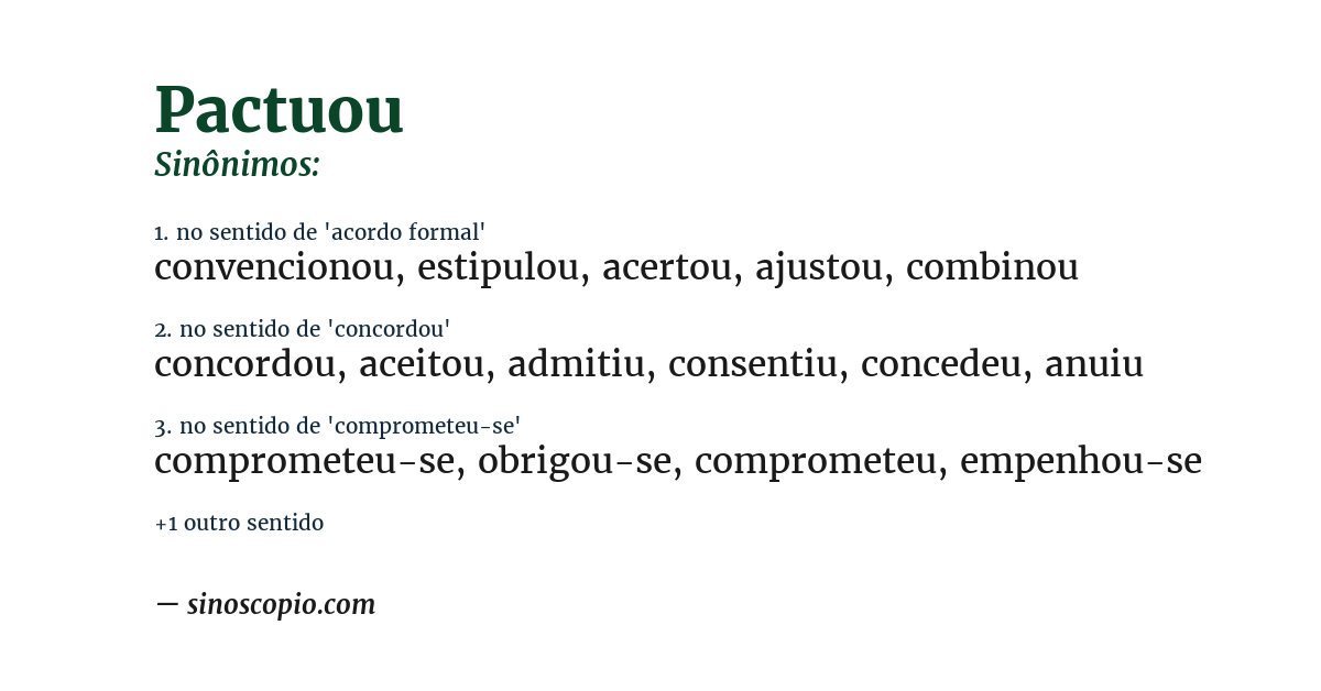 Sinônimo de pactuou