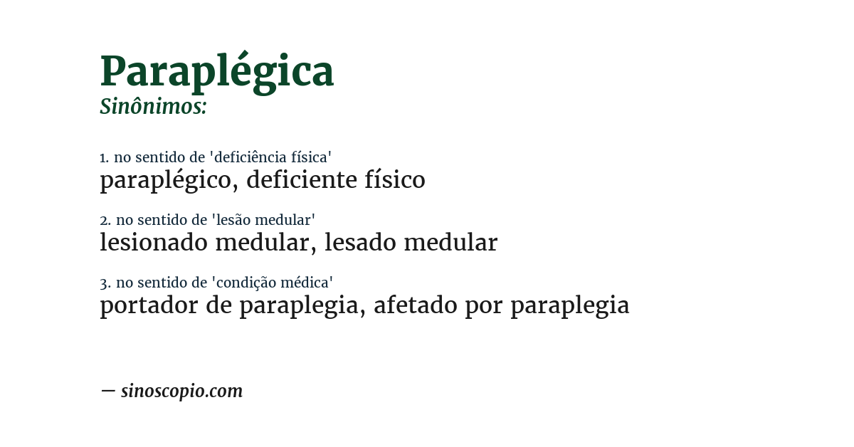 Sinônimo de paraplégica