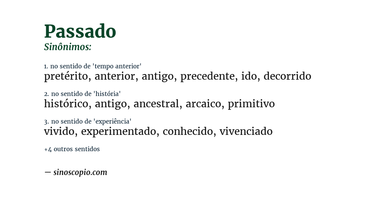 Sinônimo de passado