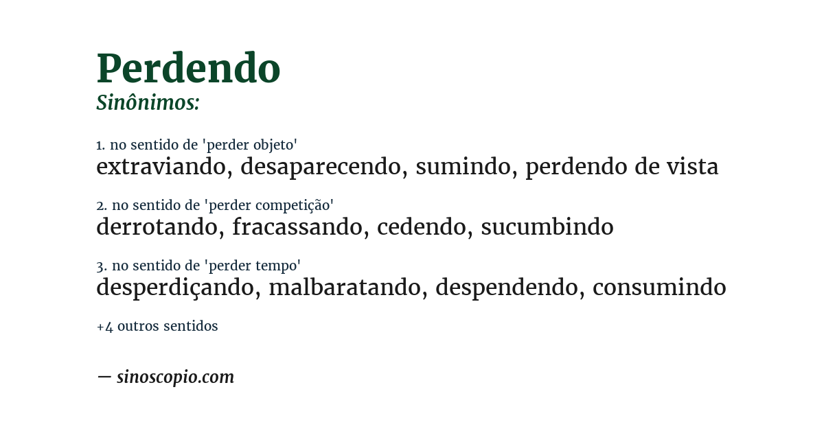 Sinônimo de perdendo