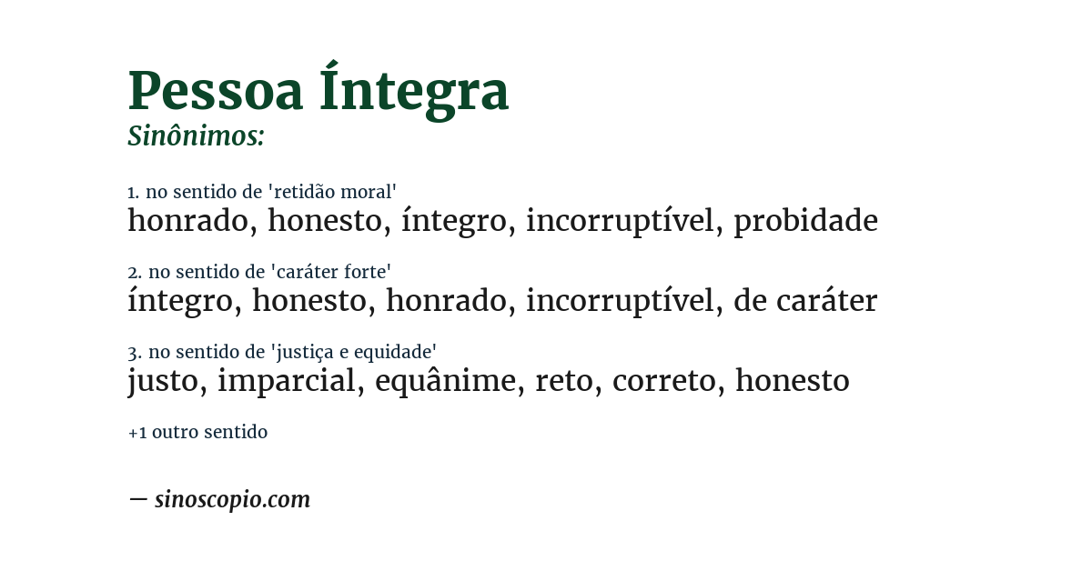 Sinônimo de pessoa íntegra
