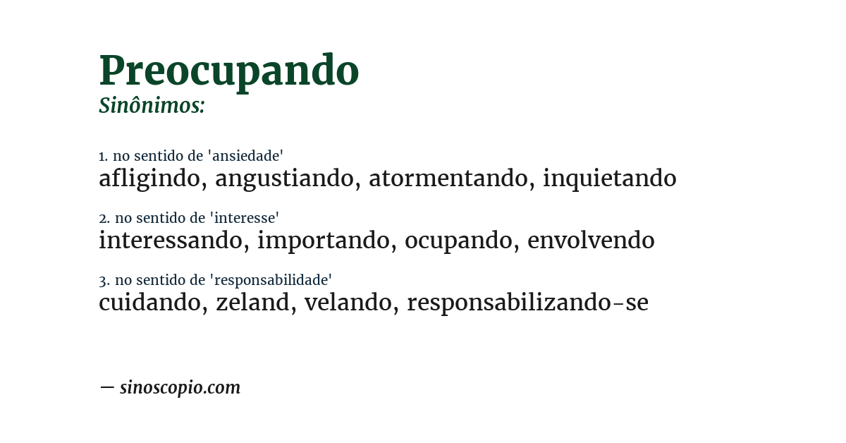 Sinônimo de preocupando