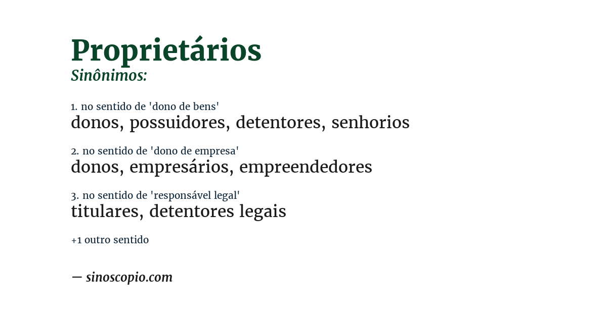 Sinônimo de proprietários