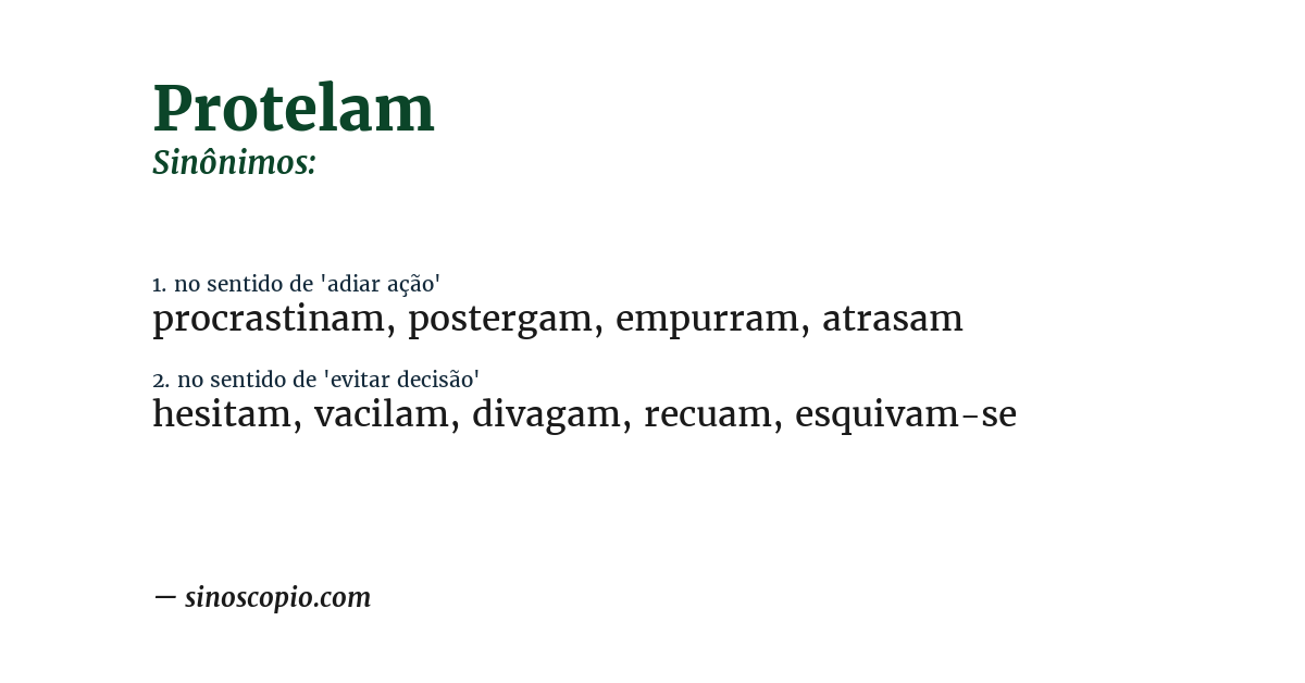 Sinônimo de protelam