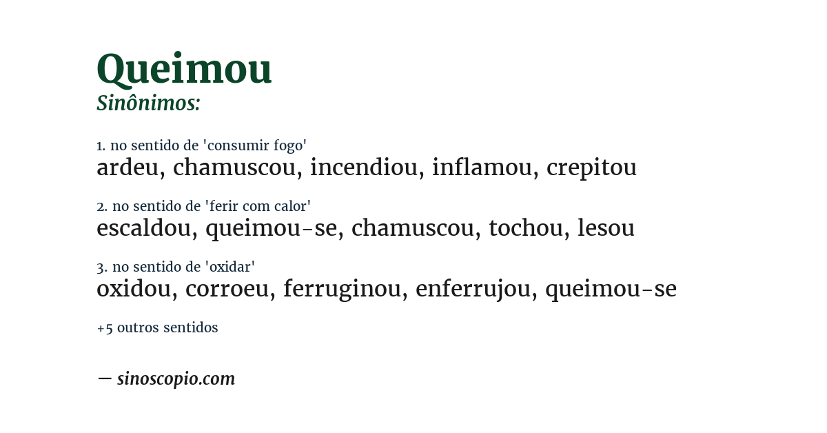 Sinônimo de queimou