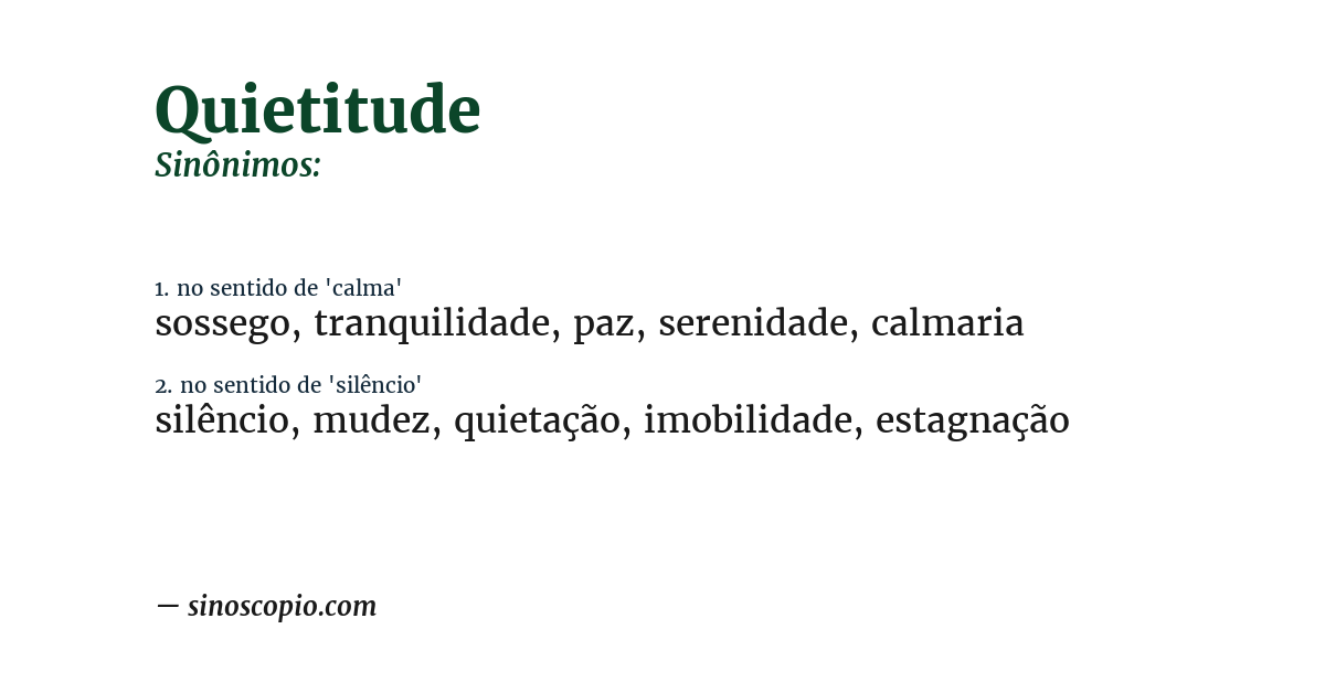 Sinônimo de quietitude