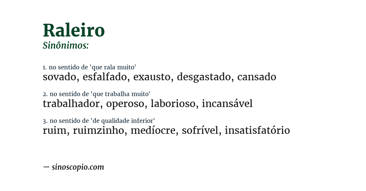 Sinônimo de raleiro