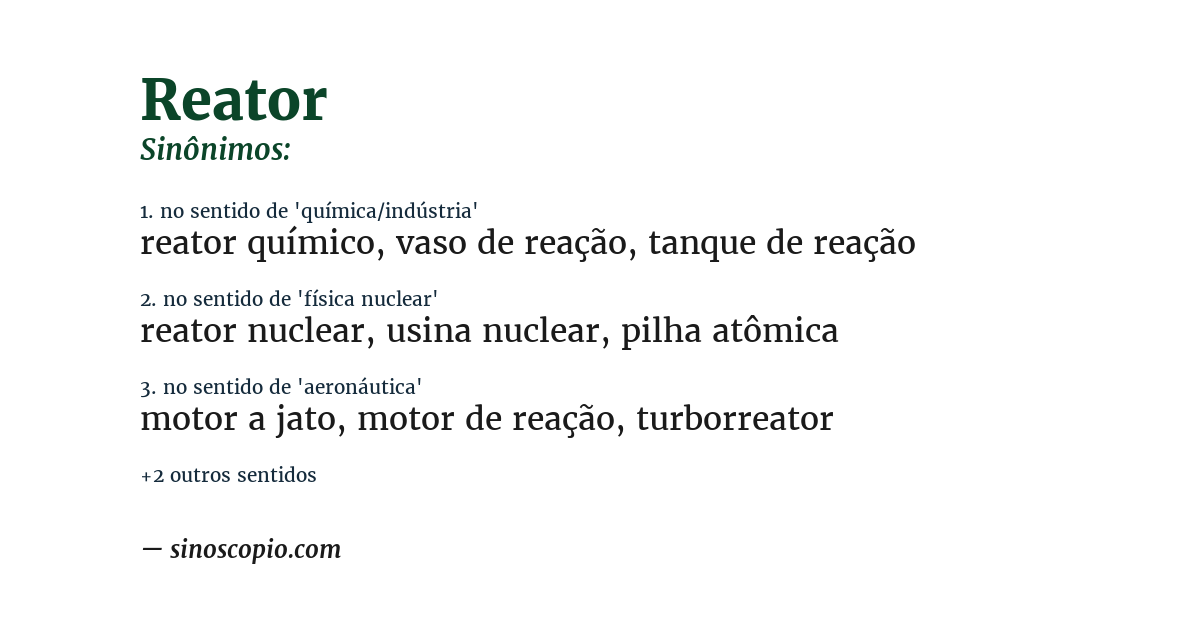 Sinônimo de reator