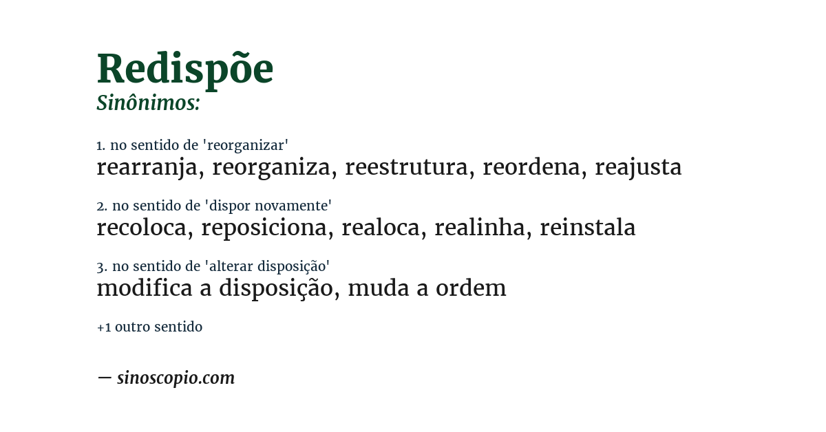 Sinônimo de redispõe