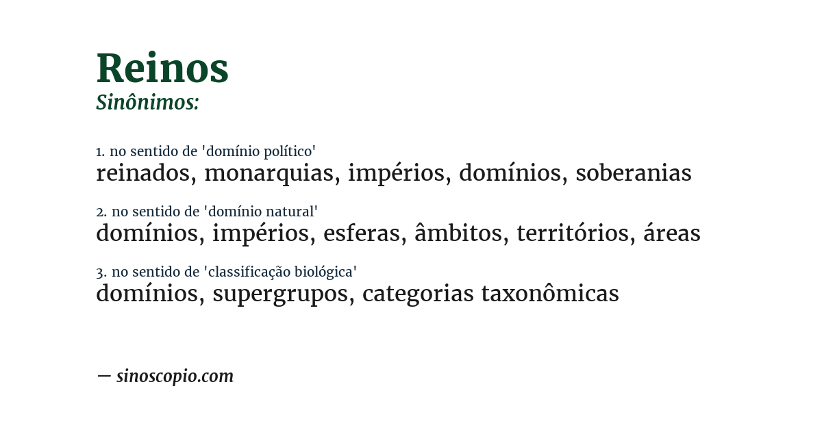 Sinônimo de reinos