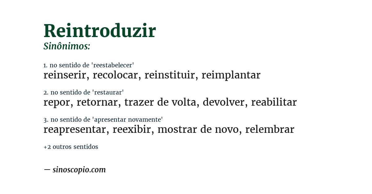Sinônimo de reintroduzir