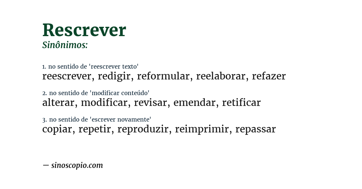 Sinônimo de rescrever