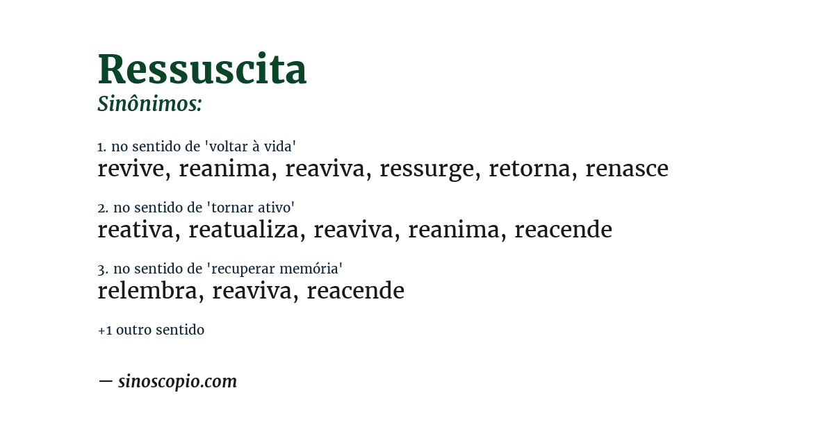 Sinônimo de ressuscita