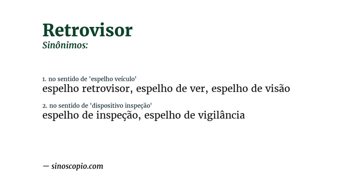 Sinônimo de retrovisor