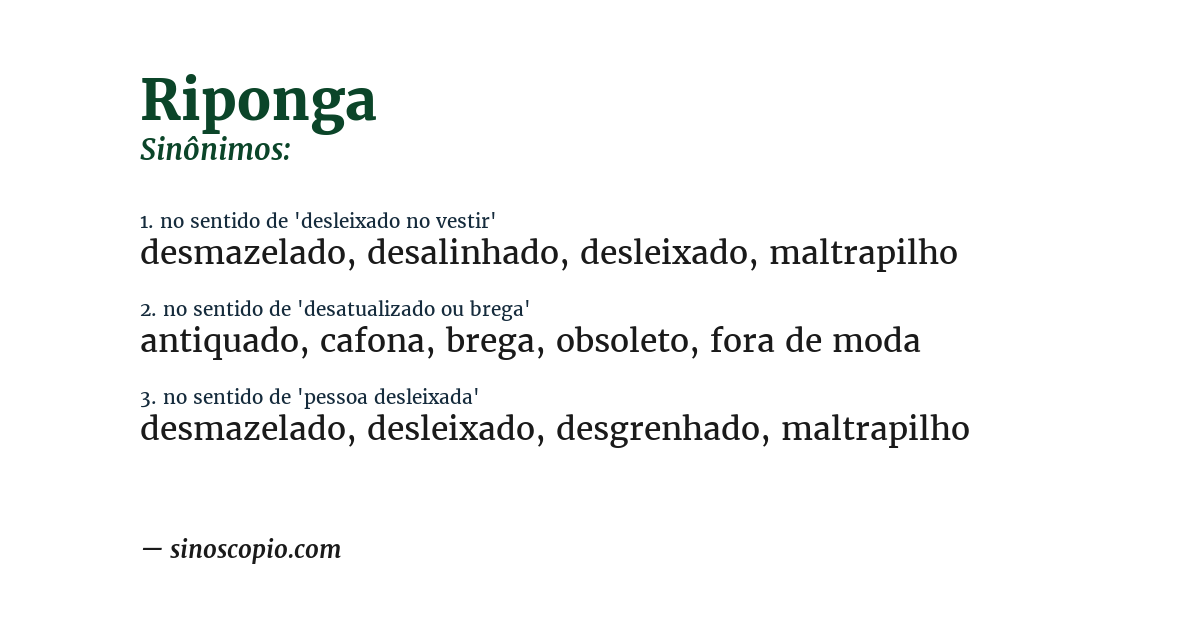 Sinônimo de riponga
