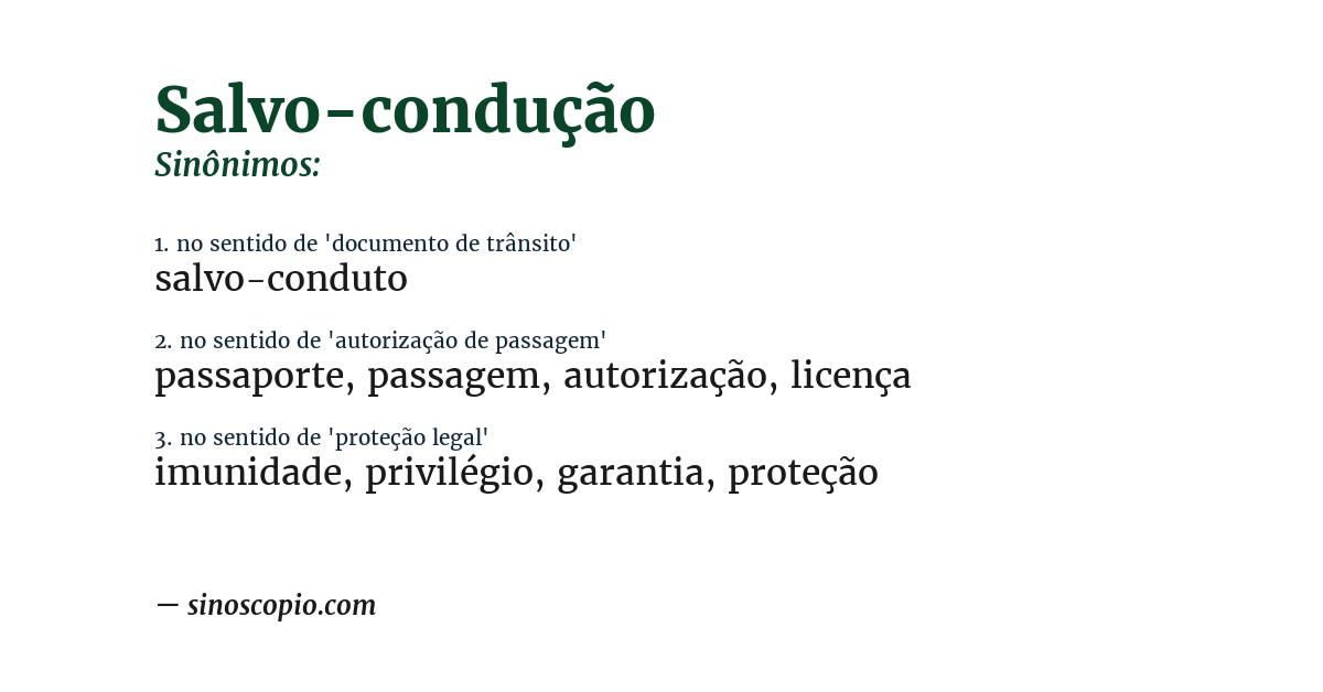 Sinônimo de salvo-condução