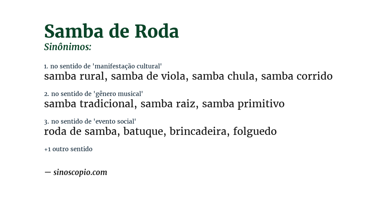 Sinônimo de samba de roda