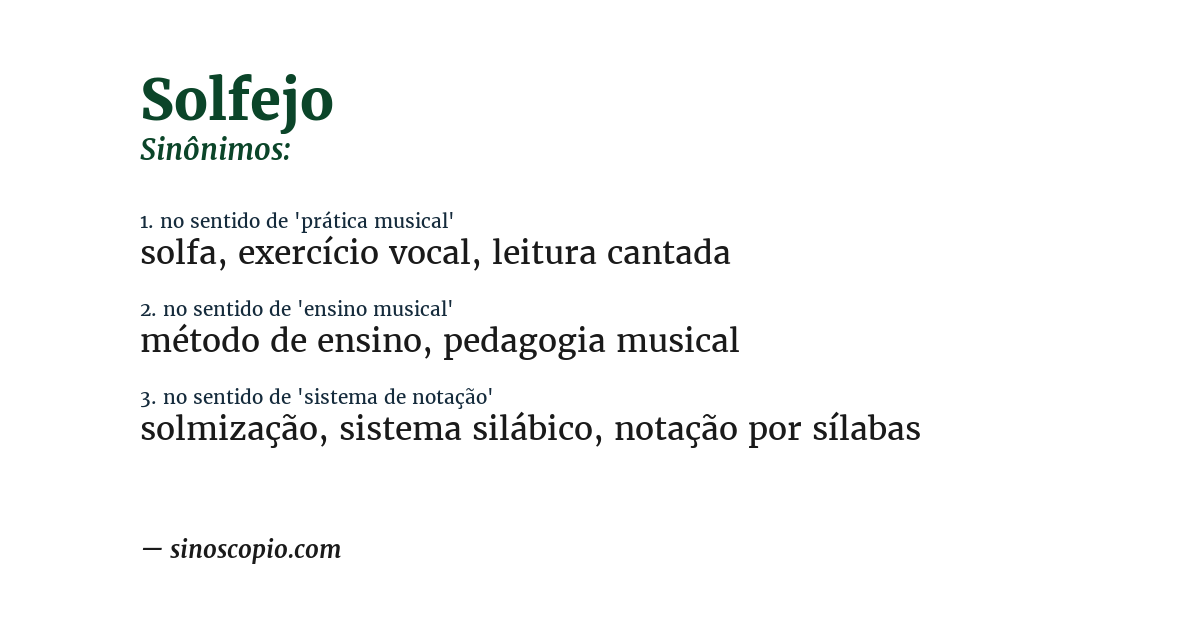 Sinônimo de solfejo