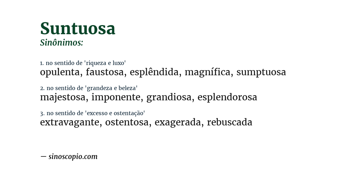 Sinônimo de suntuosa