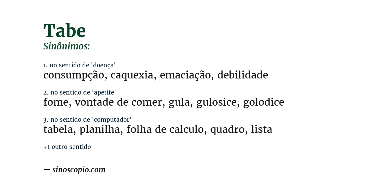 Sinônimo de tabe